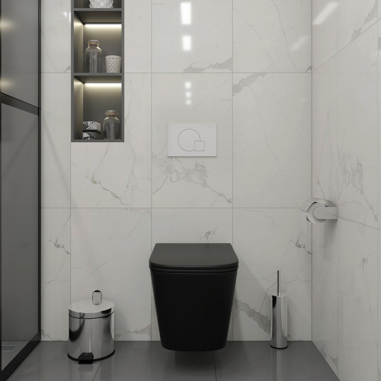 Комплекты для монтажа унитаза Teymi Helmi Black кнопка белая F16687