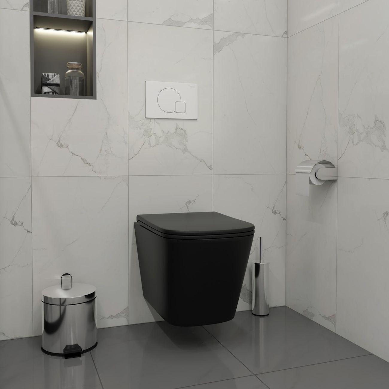 Комплекты для монтажа унитаза Teymi Helmi Black кнопка белая F16687