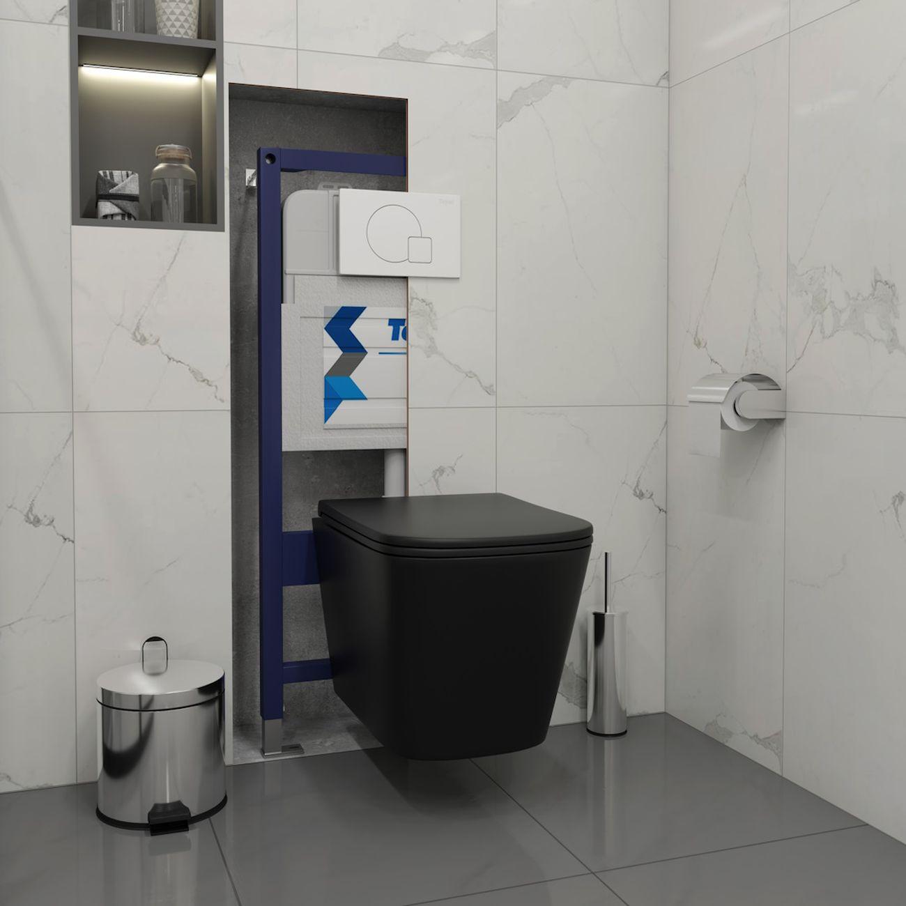 Комплекты для монтажа унитаза Teymi Helmi Black кнопка белая F16687