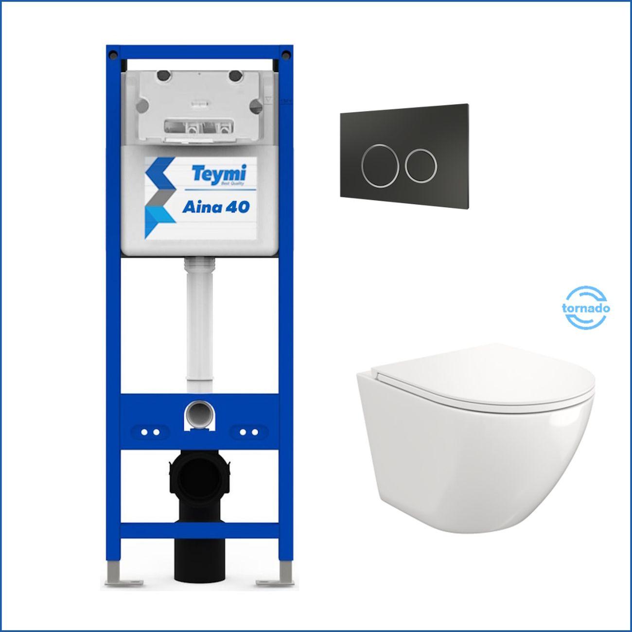 Комплекты для монтажа унитаза Teymi Lina Vortex кнопка черная / хром F16740