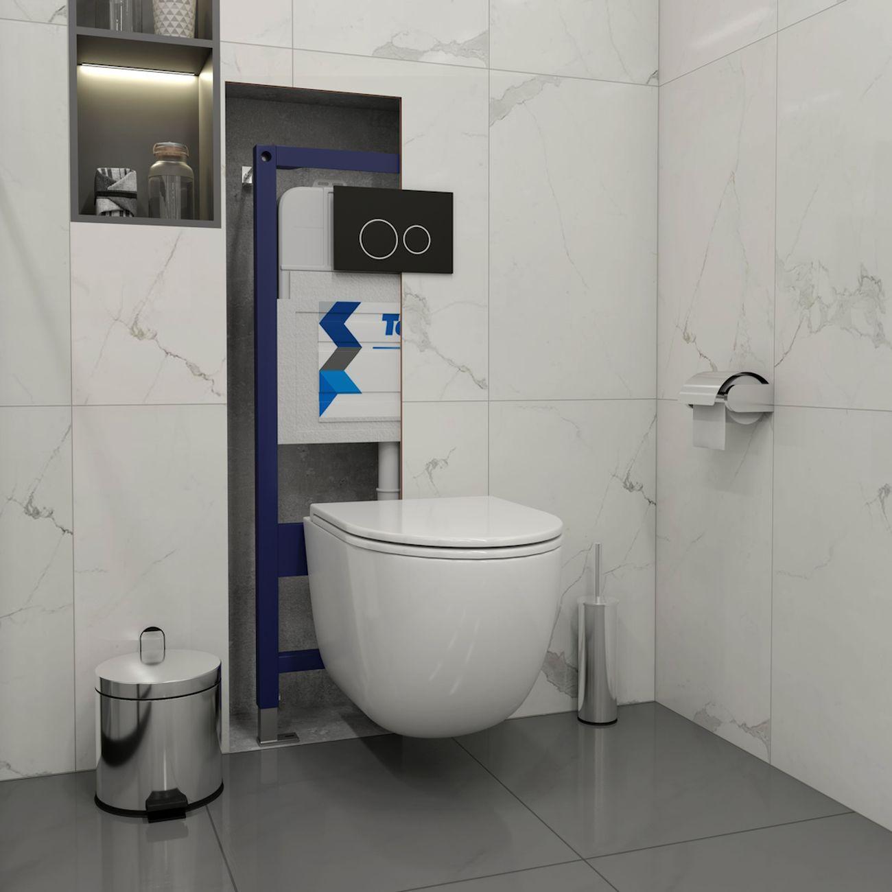 Комплекты для монтажа унитаза Teymi Lina Vortex кнопка черная / хром F16740