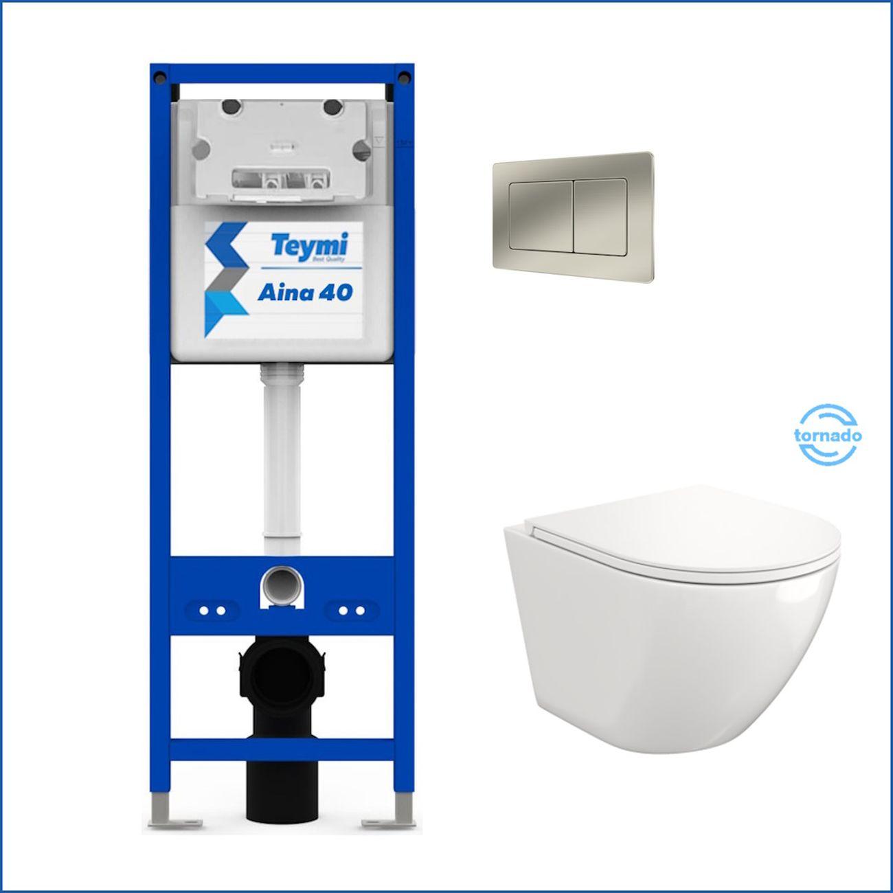 Комплекты для монтажа унитаза Teymi Lina Vortex кнопка нержавеющая сталь F16742