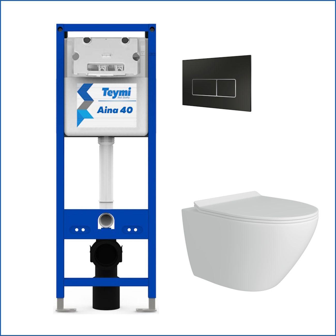 Комплекты для монтажа унитаза Teymi Lina Pro кнопка черная/хром F16761