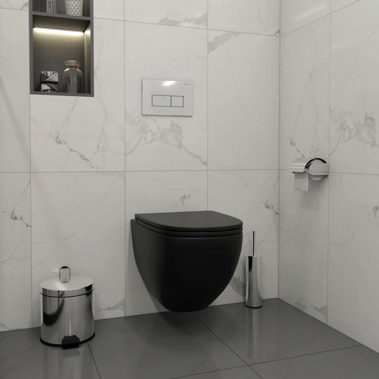 Комплекты для монтажа унитаза Teymi Lina S черный, кнопка хром F16769