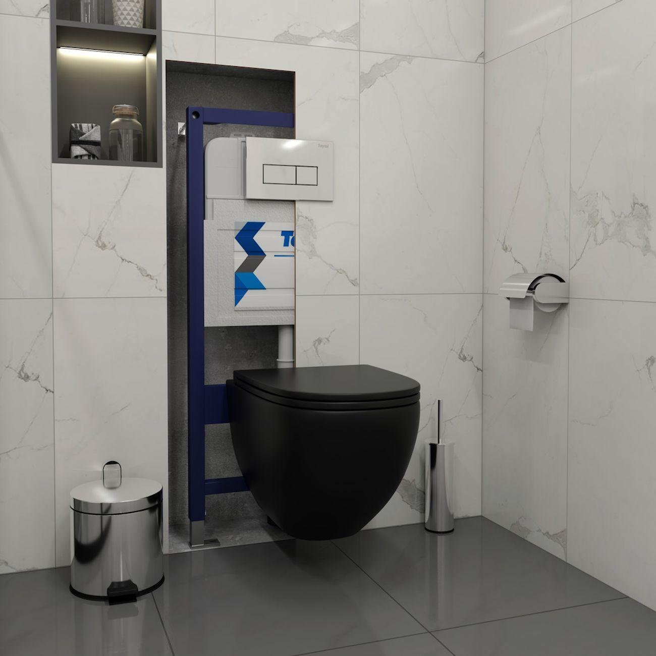 Комплекты для монтажа унитаза Teymi Lina S черный, кнопка хром F16769