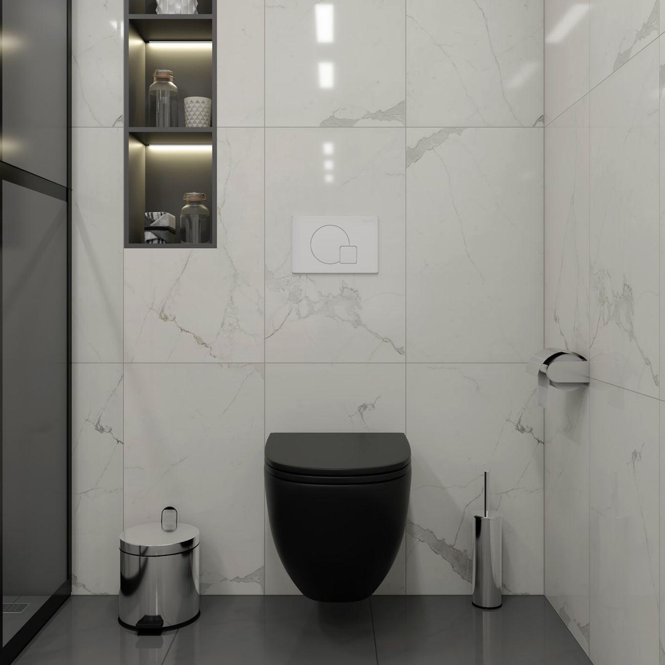 Комплекты для монтажа унитаза Teymi Lina S черный, кнопка белая F16783