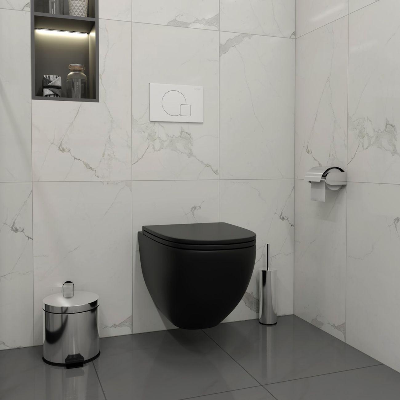 Комплекты для монтажа унитаза Teymi Lina S черный, кнопка белая F16783