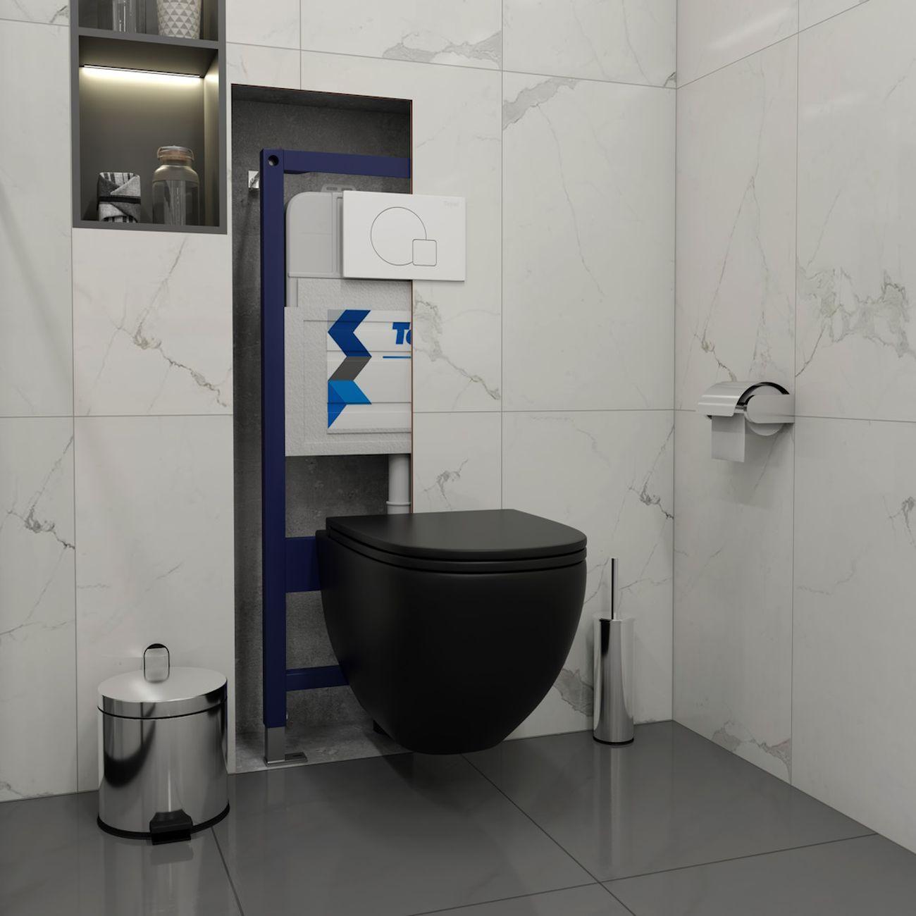 Комплекты для монтажа унитаза Teymi Lina S черный, кнопка белая F16783