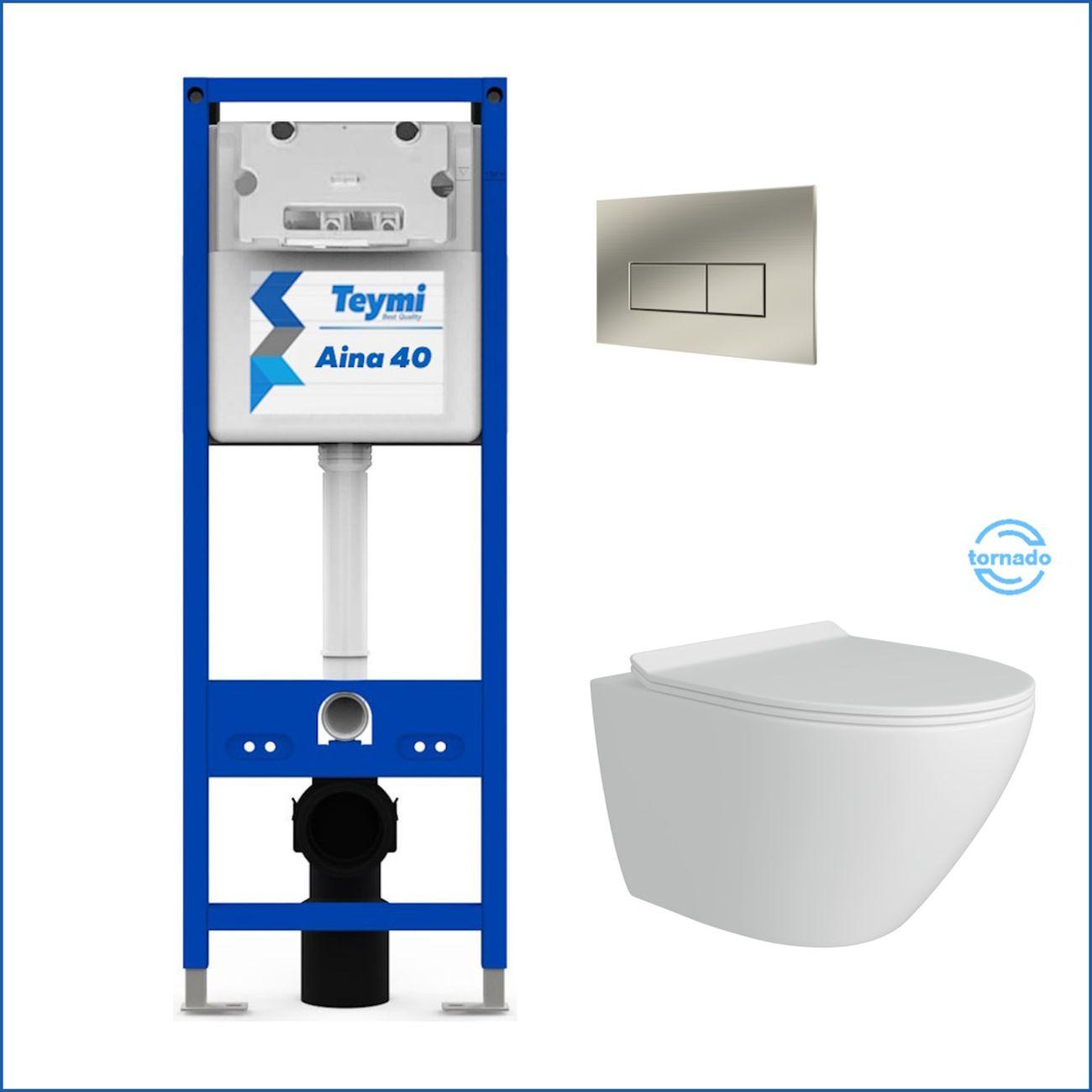 Комплекты для монтажа унитаза Teymi Lina Pro Vortex кнопка нержавеющая сталь F16820