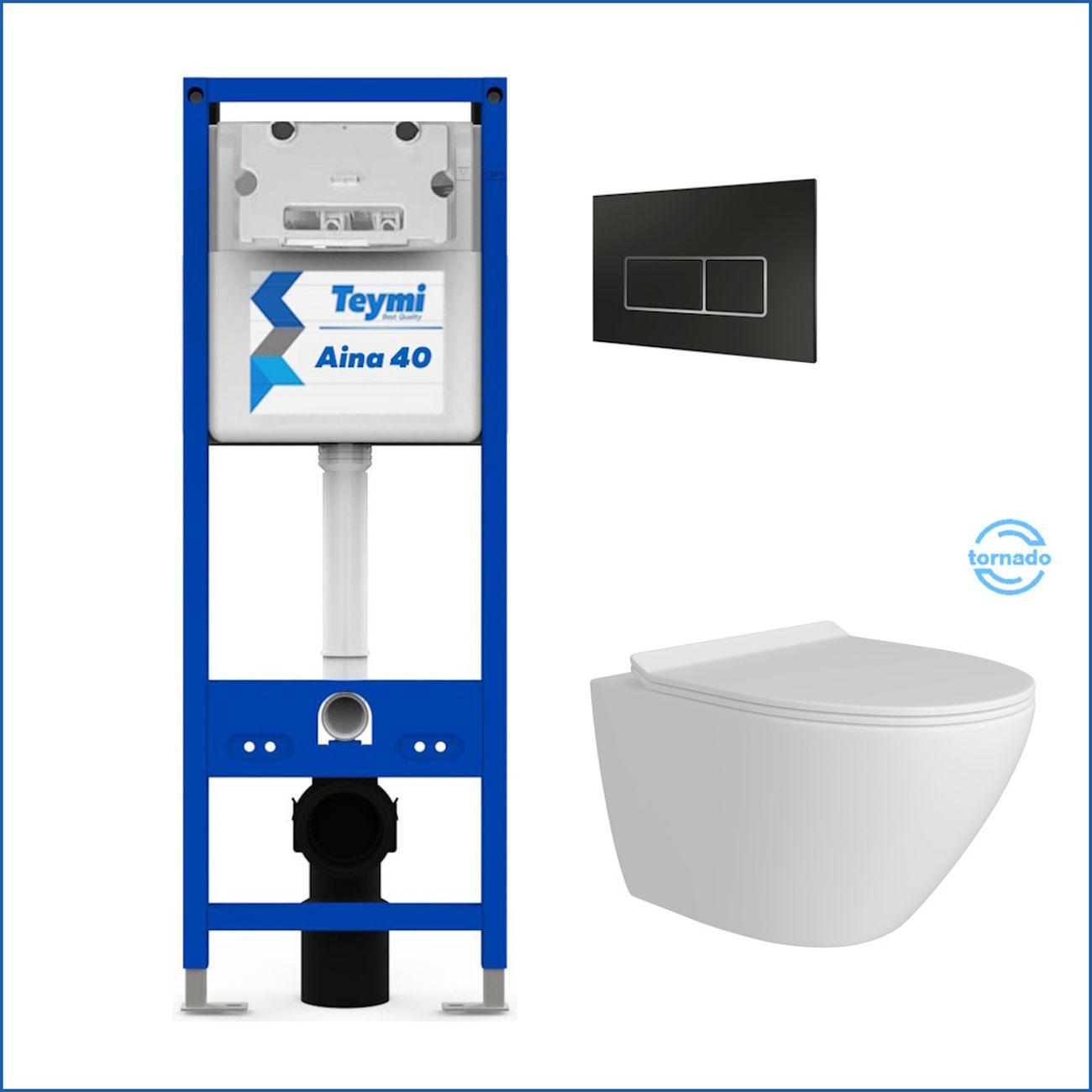 Комплекты для монтажа унитаза Teymi Lina Pro Vortex кнопка черная/хром F16821