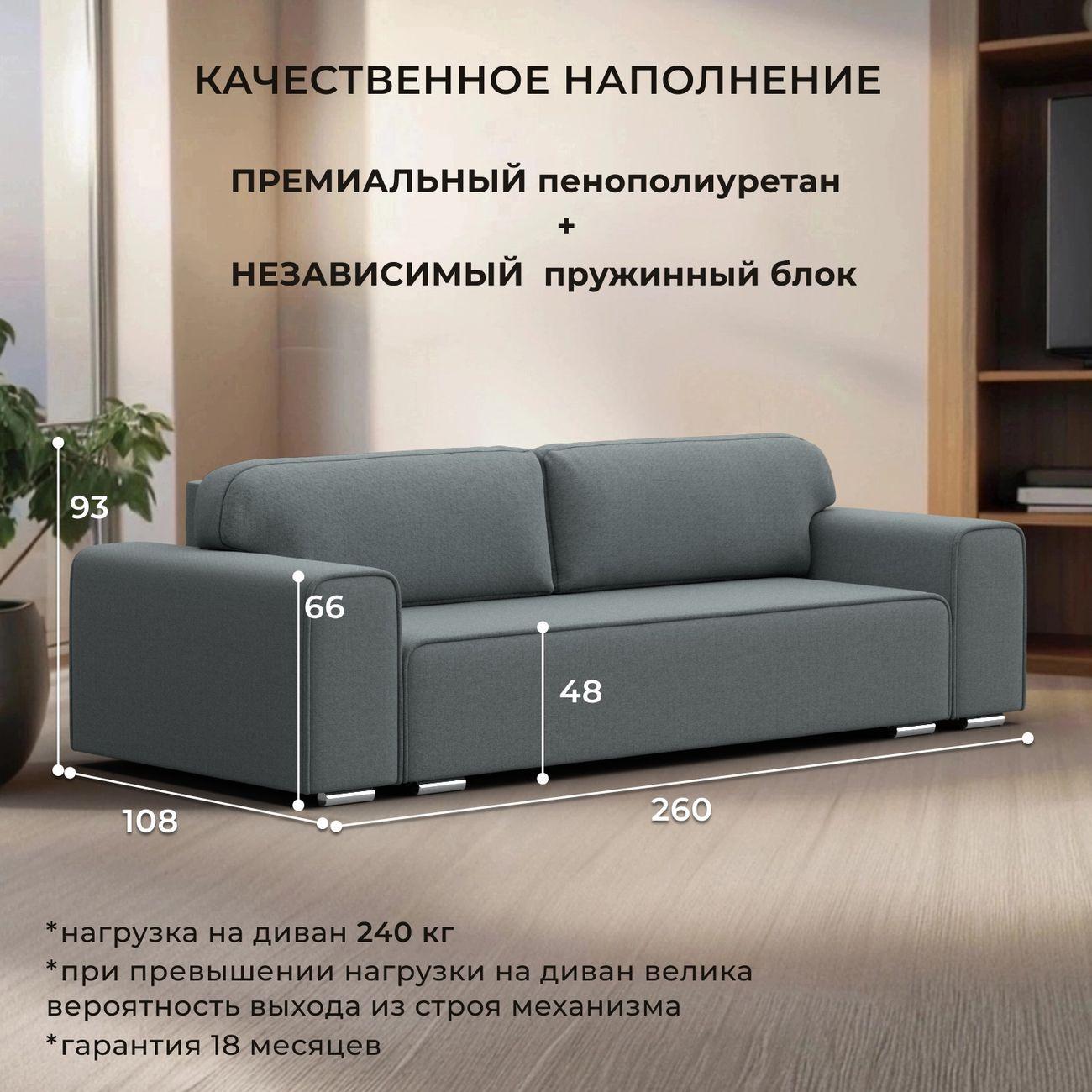 Диван Лига Диванов прямой Лига-029 рогожка Амур серый