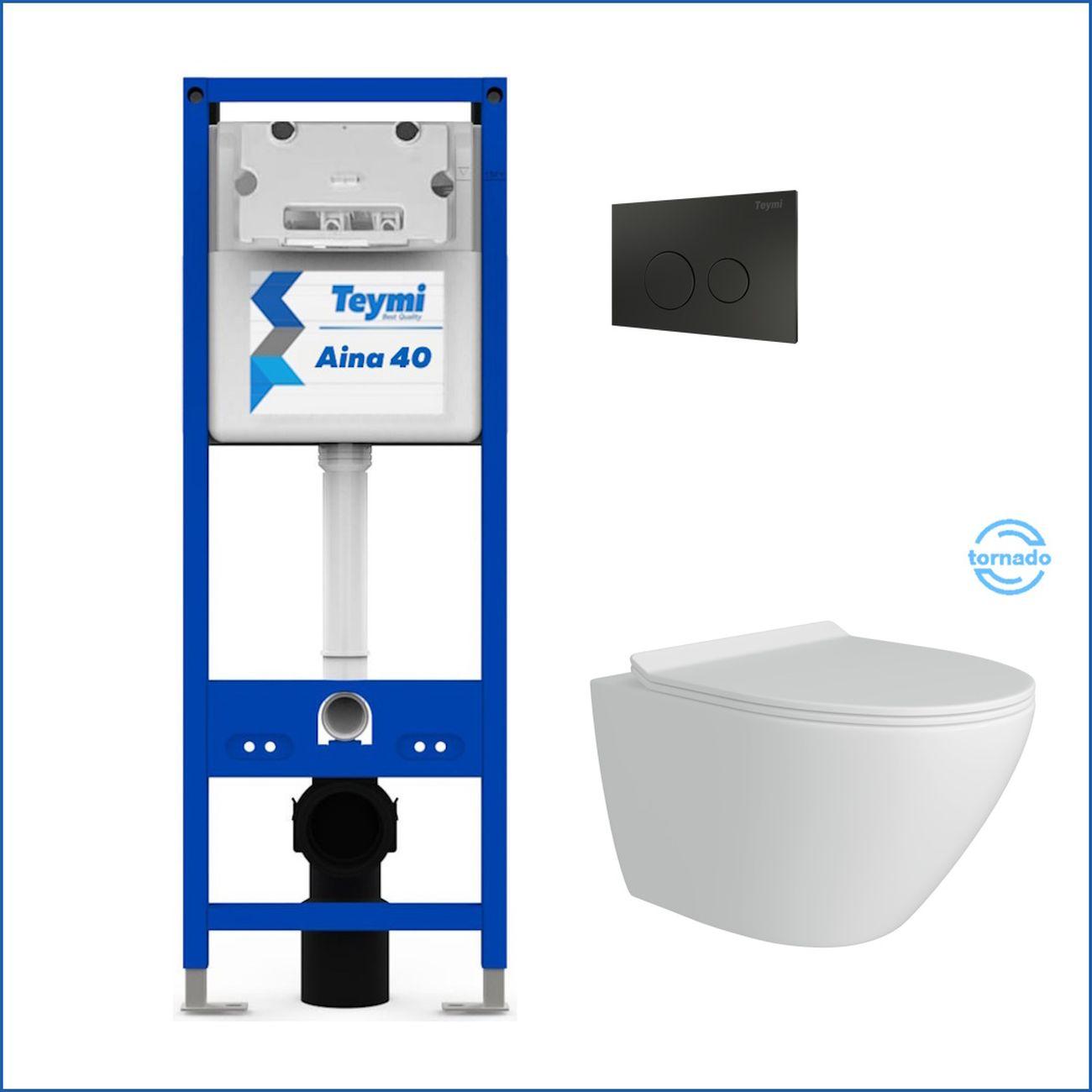 Комплекты для монтажа унитаза Teymi Lina Pro Vortex кнопка черная F16824