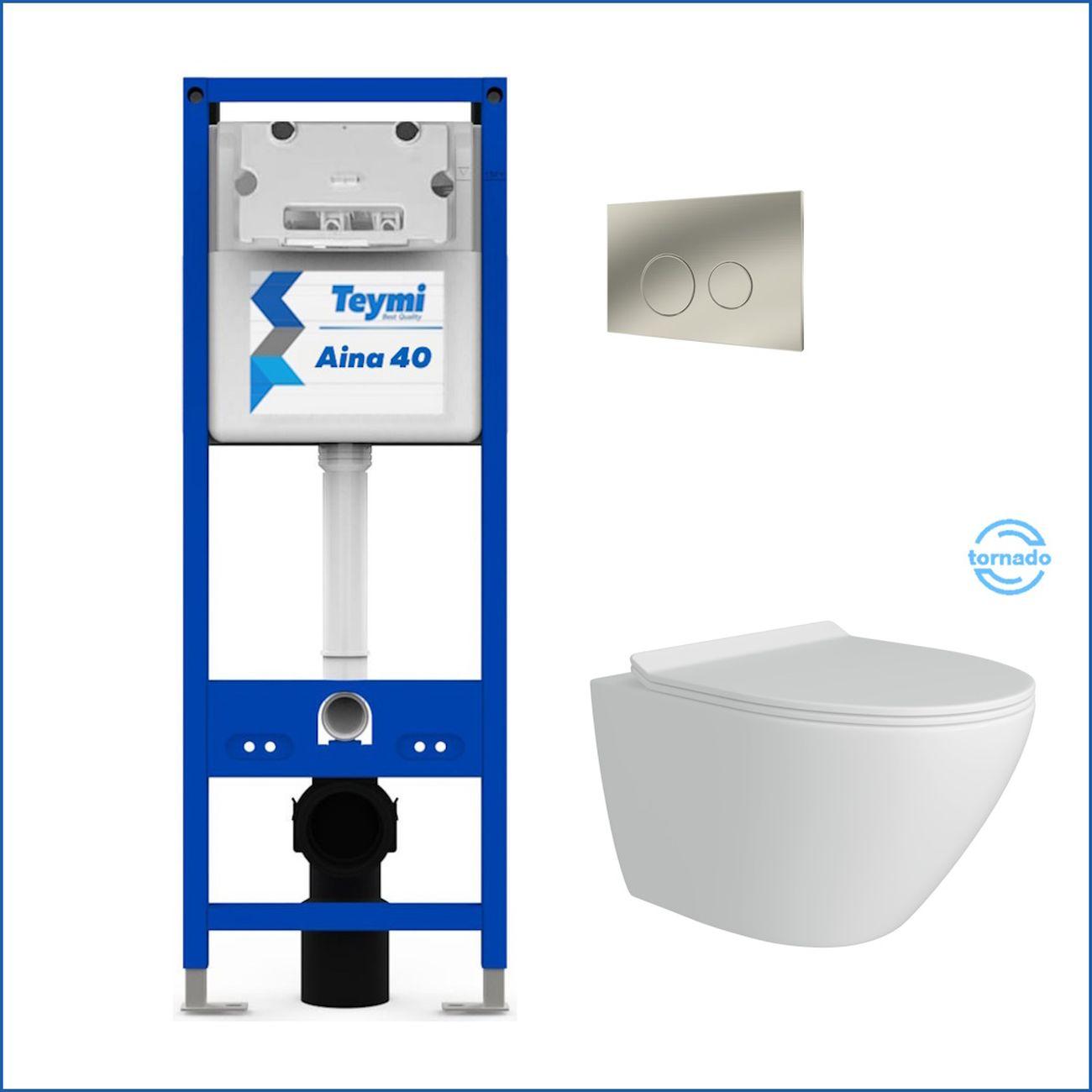 Комплекты для монтажа унитаза Teymi Lina Pro Vortex кнопка нержавеющая сталь F16826