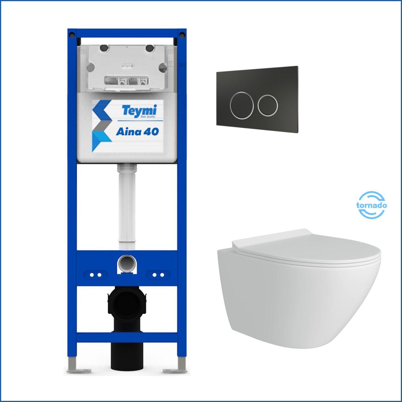 Комплекты для монтажа унитаза Teymi Lina Pro Vortex кнопка черная/хром F16827