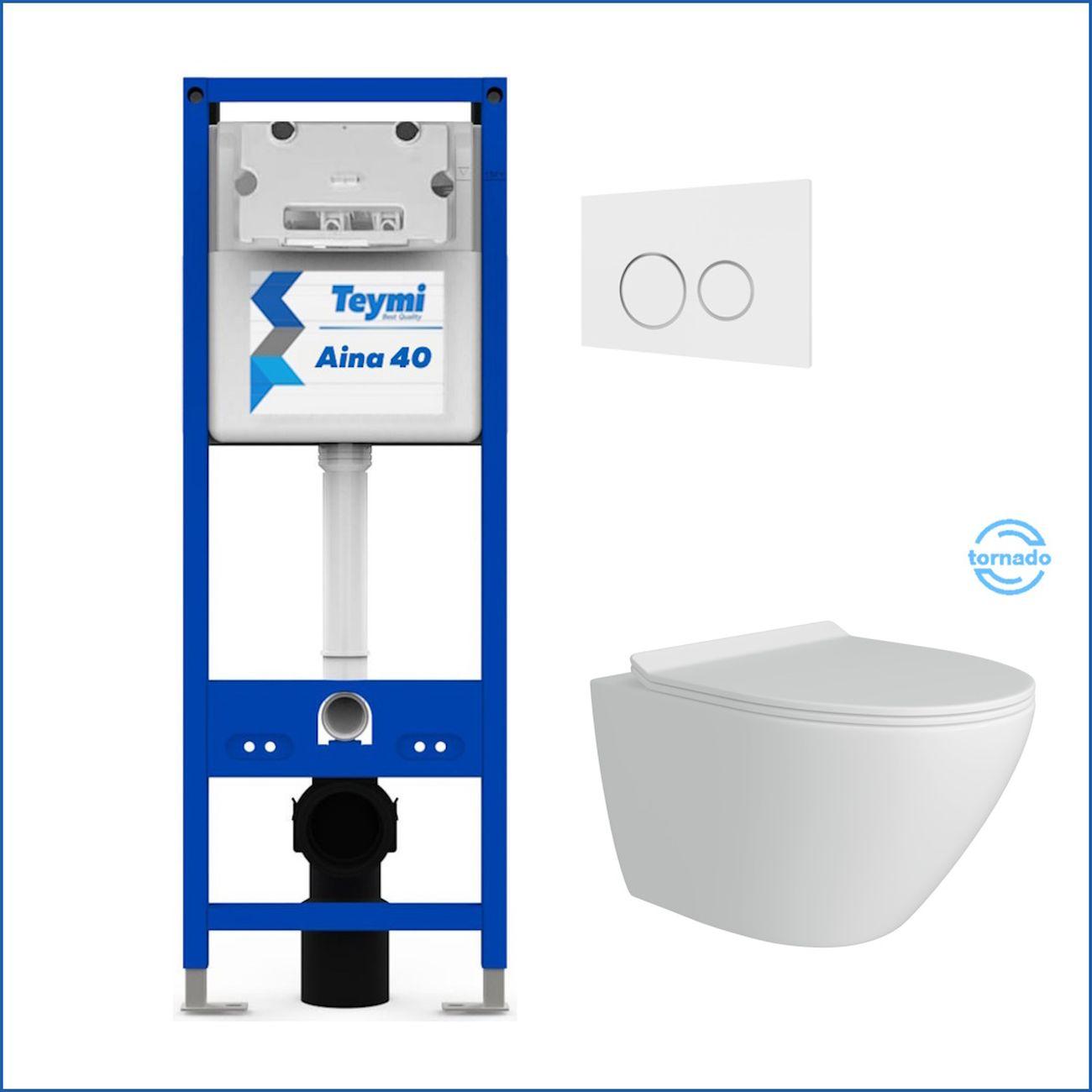 Комплекты для монтажа унитаза Teymi Lina Pro Vortex кнопка белая/хром F16828