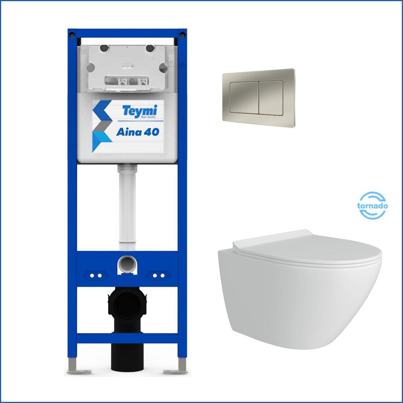 Комплекты для монтажа унитаза Teymi Lina Pro Vortex кнопка нержавеющая сталь F16832