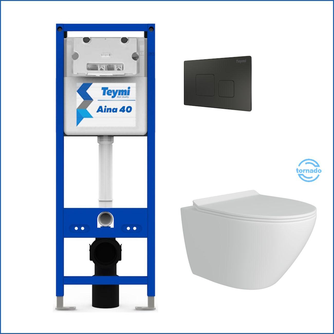 Комплекты для монтажа унитаза Teymi Lina Pro Vortex кнопка черная F16834