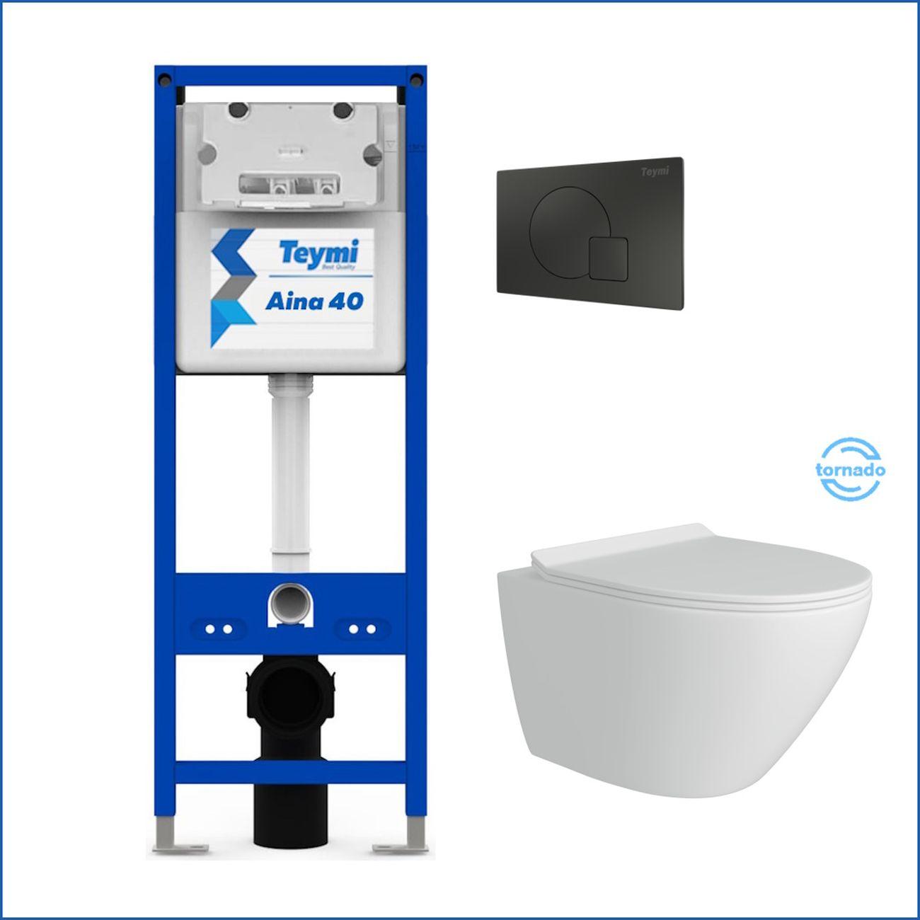 Комплекты для монтажа унитаза Teymi Lina Pro Vortex кнопка черная F16837