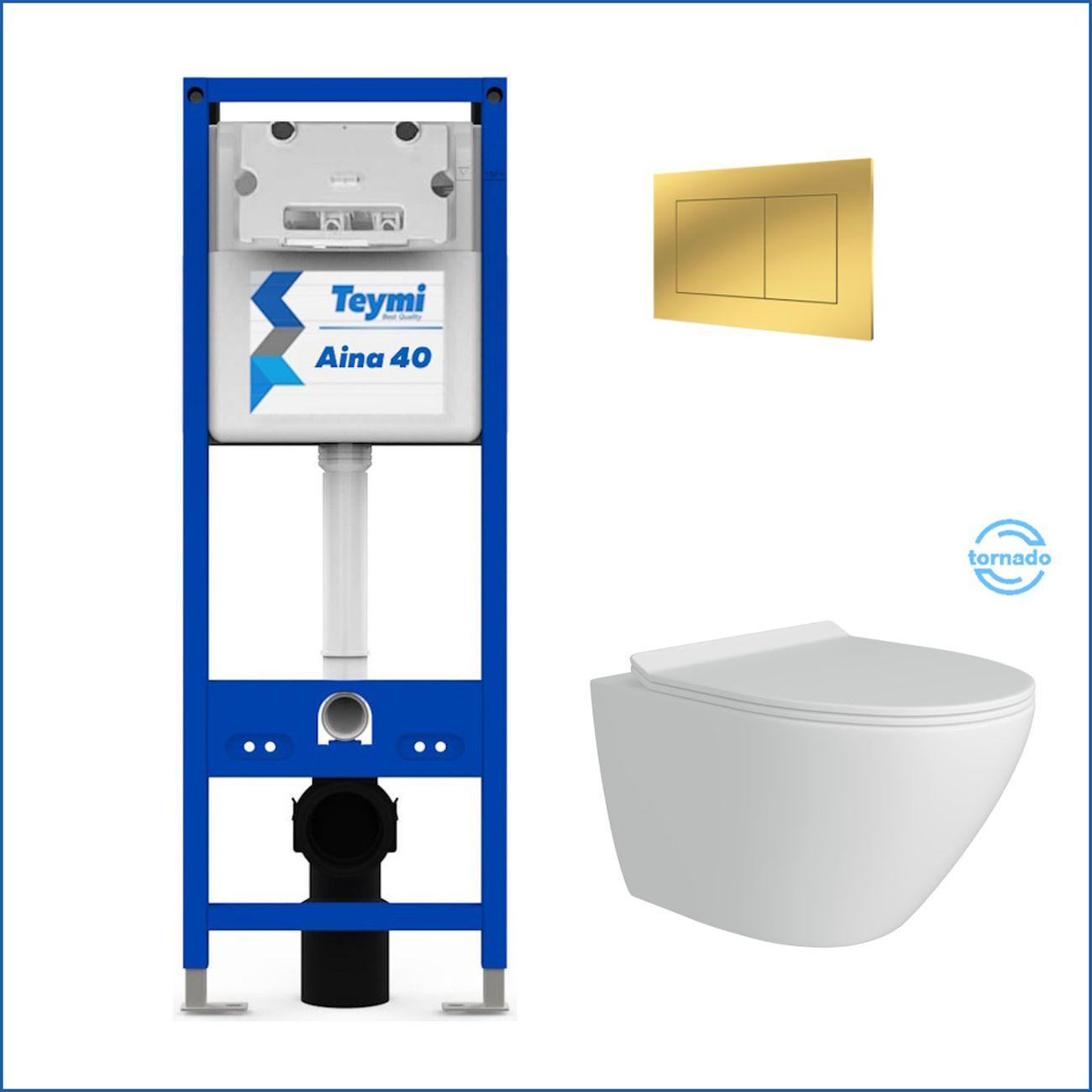 Комплекты для монтажа унитаза Teymi Lina Pro Vortex кнопка золото F16839