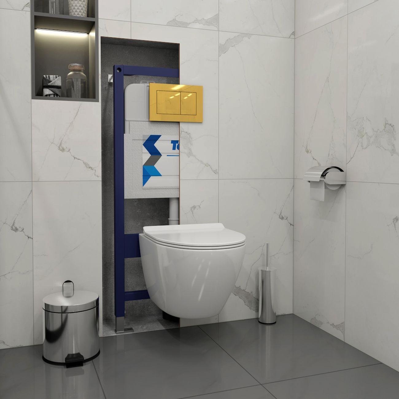 Комплекты для монтажа унитаза Teymi Lina Pro Vortex кнопка золото F16839