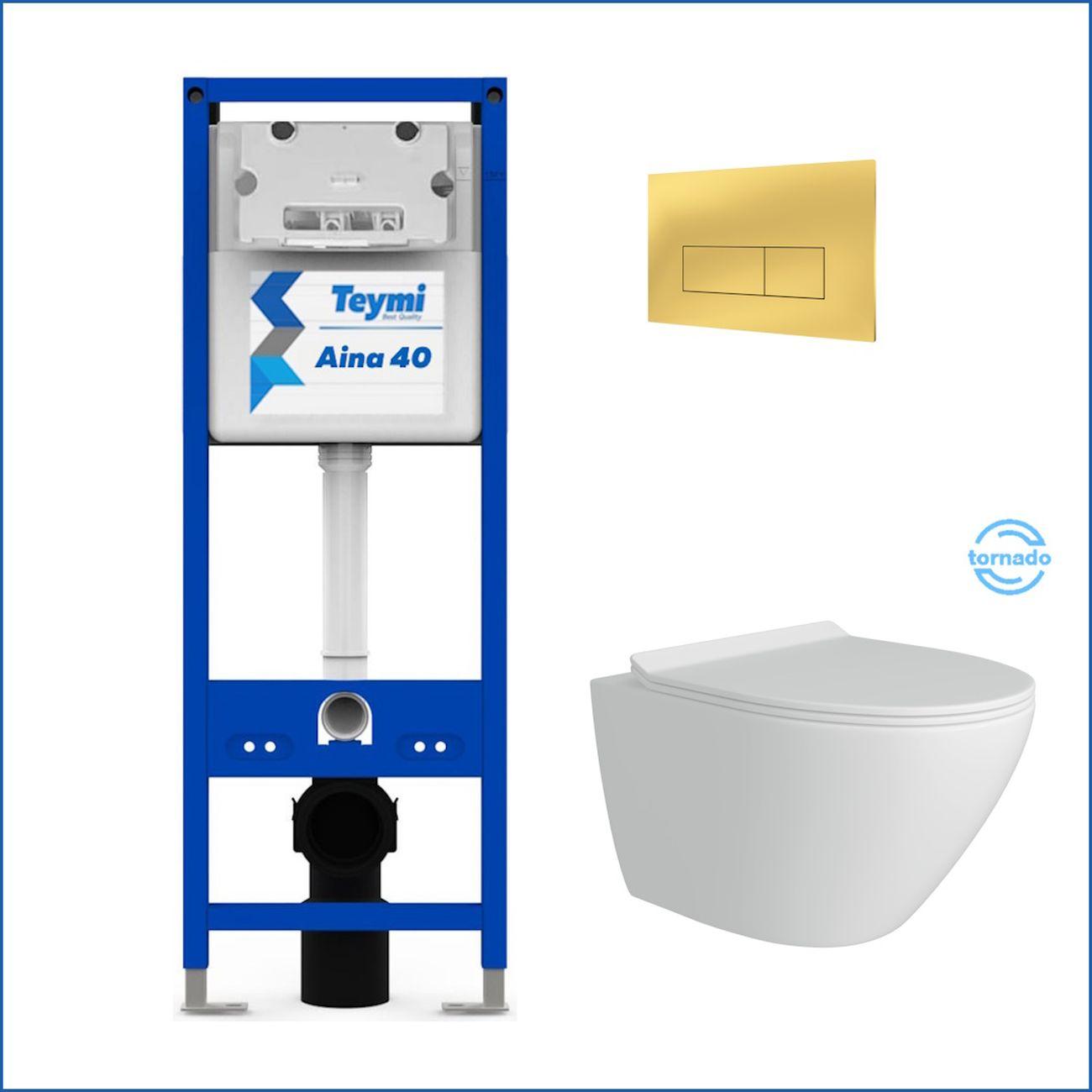 Комплекты для монтажа унитаза Teymi Lina Pro Vortex кнопка золото F16840