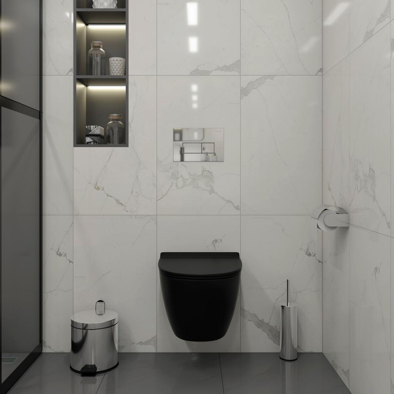 Комплекты для монтажа унитаза Teymi Lina Pro Vortex черный, кнопка хром F16865