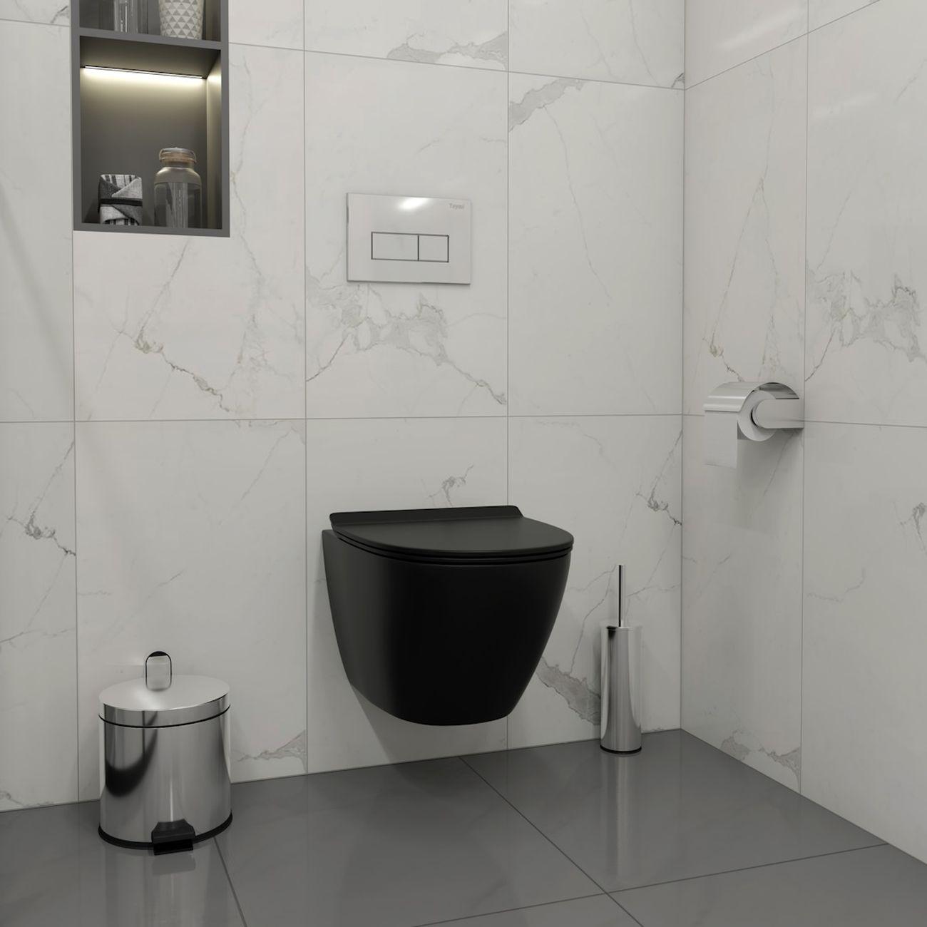 Комплекты для монтажа унитаза Teymi Lina Pro Vortex черный, кнопка хром F16865