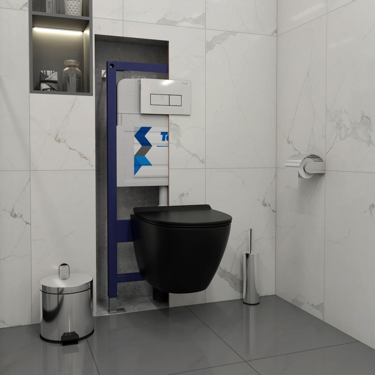 Комплекты для монтажа унитаза Teymi Lina Pro Vortex черный, кнопка хром F16865