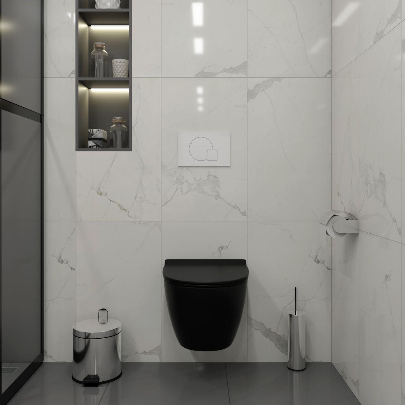 Комплекты для монтажа унитаза Teymi Lina Pro Vortex черный, кнопка белая F16886