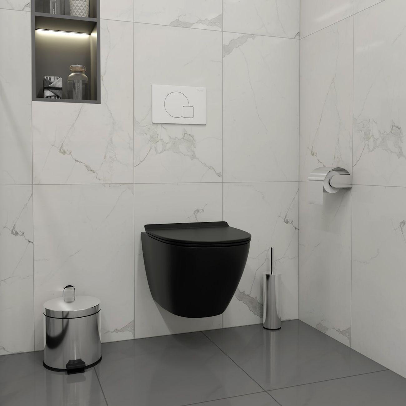 Комплекты для монтажа унитаза Teymi Lina Pro Vortex черный, кнопка белая F16886