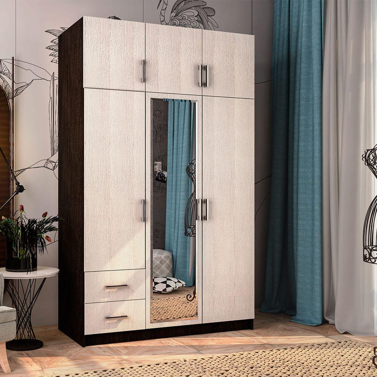 Шкаф БТС МЕБЕЛЬ трехстворчатый с ящиками BTS, венге