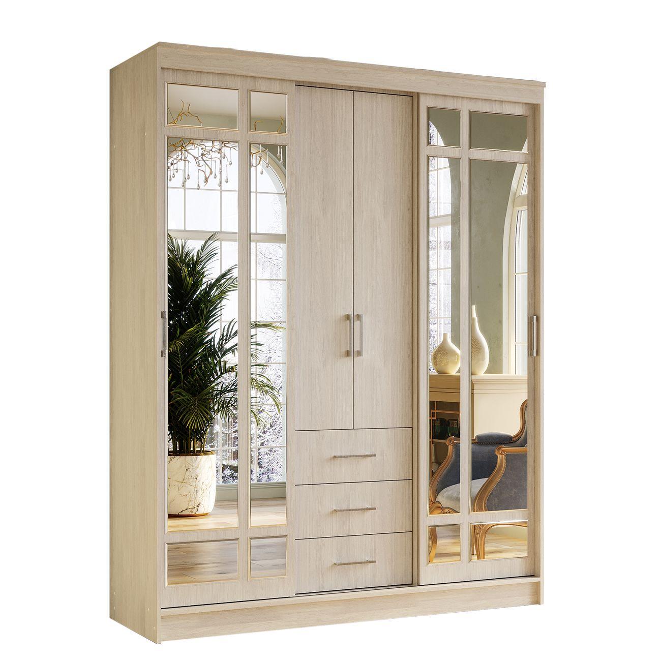 Шкаф-купе БТС МЕБЕЛЬ комбинированный Маэстро, ясень белый