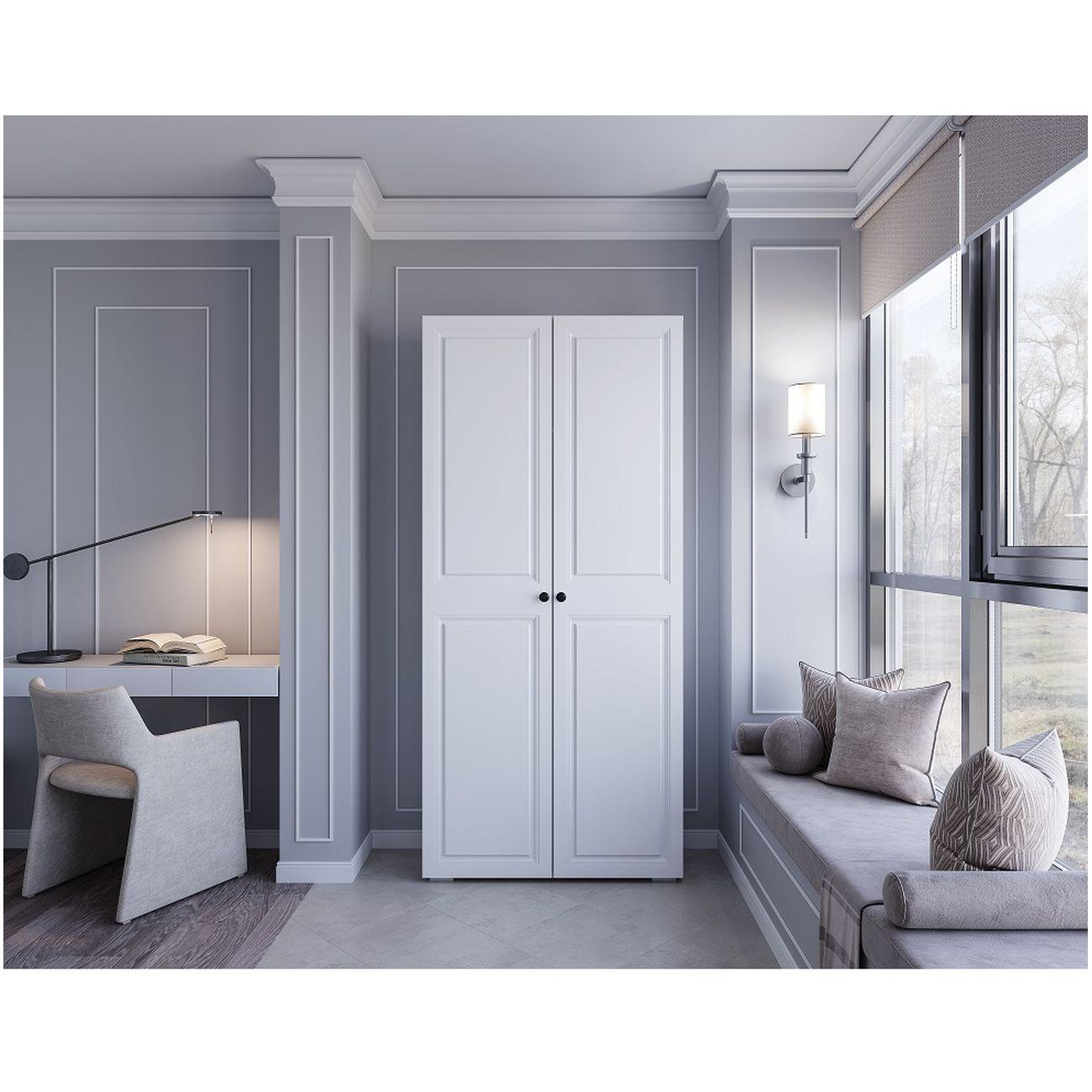 Шкаф БТС МЕБЕЛЬ двухстворчатый Софт ШК-02 белый/эмаль белая (F26)