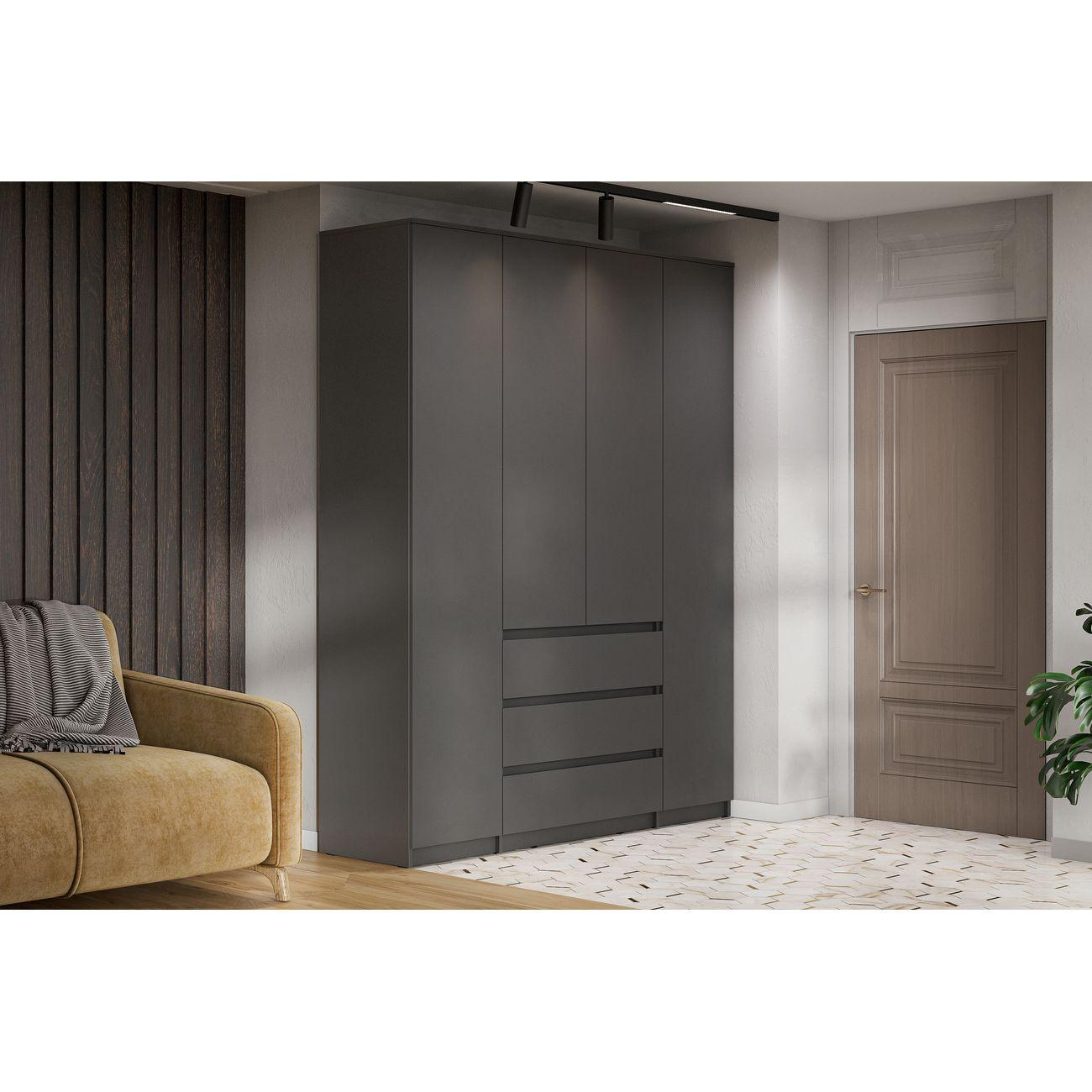 Шкаф Арника мебель 4х дверный Денвер, графит фото