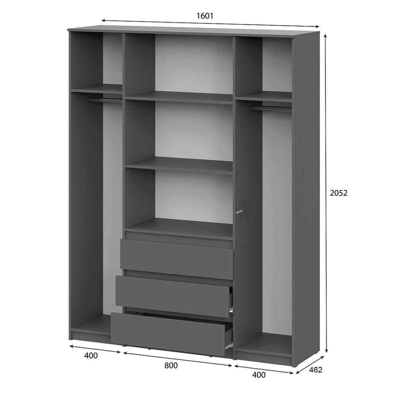 Шкаф Арника мебель 4х дверный Денвер, графит