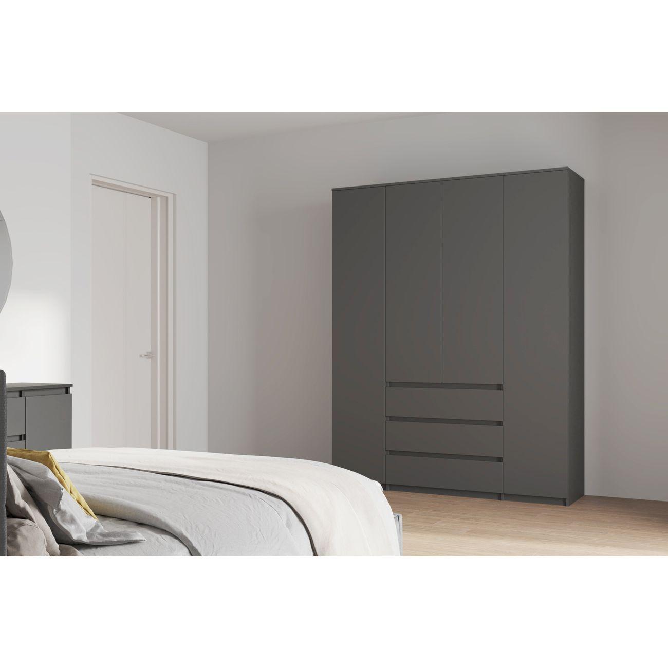 Шкаф Арника мебель 4х дверный Денвер, графит