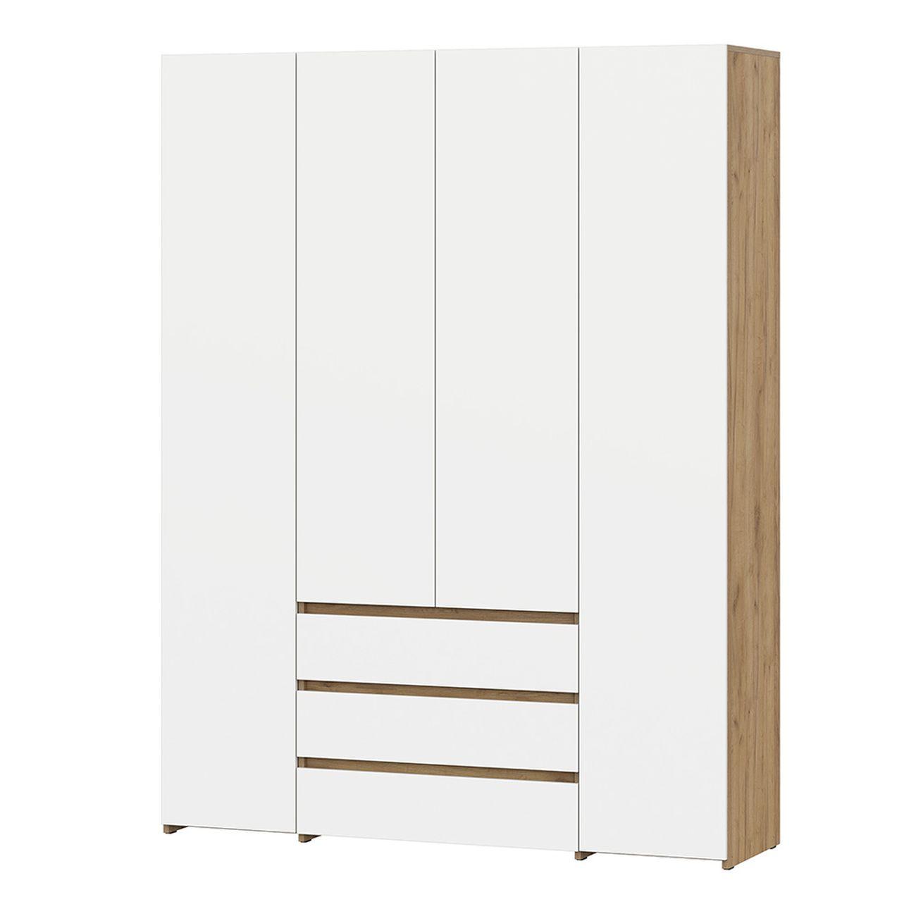 Шкаф Арника мебель четырехстворчатый Некст 1, дуб золотой, белый
