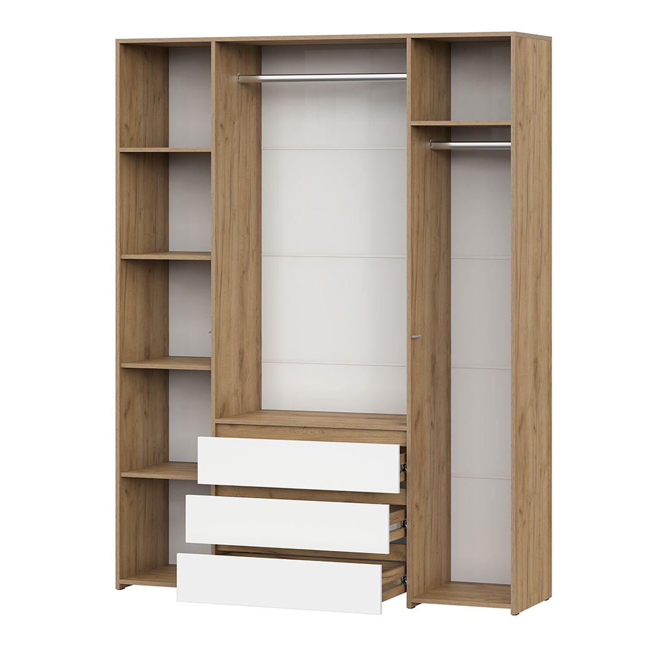 Шкаф Арника мебель четырехстворчатый Некст 1, дуб золотой, белый