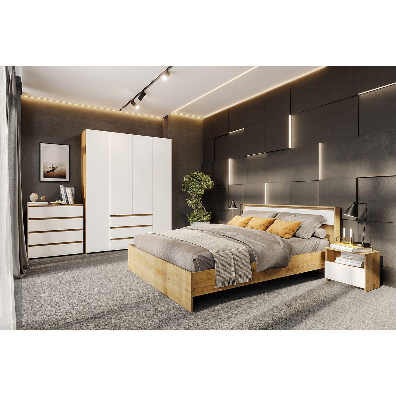 Шкаф Арника мебель четырехстворчатый Некст 1, дуб золотой, белый