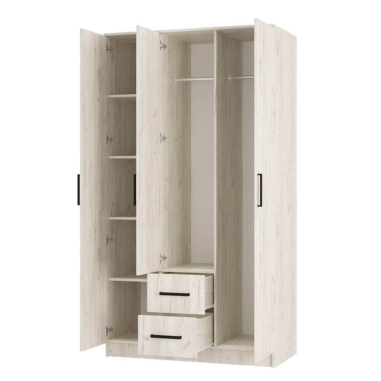 Шкаф БТС МЕБЕЛЬ трехстворчатый Фиеста, дуб крафт белый