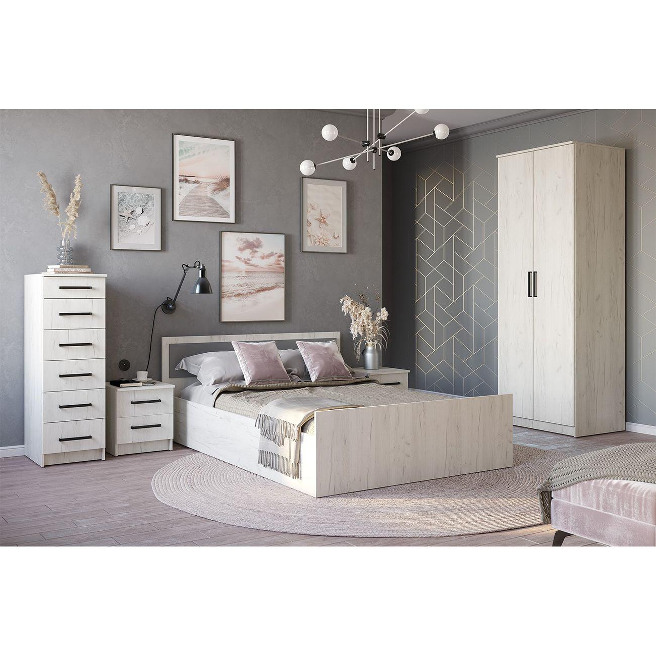 Шкаф БТС МЕБЕЛЬ двухстворчатый Фиеста, дуб крафт белый