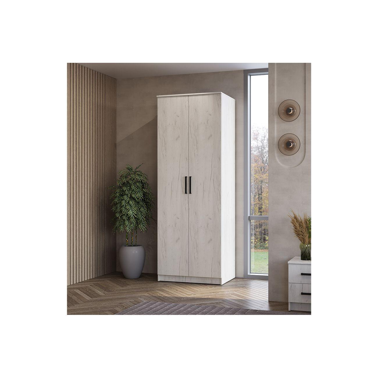 Шкаф БТС МЕБЕЛЬ двухстворчатый Фиеста, дуб крафт белый