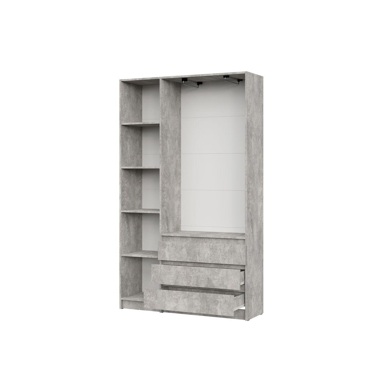 Шкаф Арника мебель трехстворчатый Бали, цемент светлый