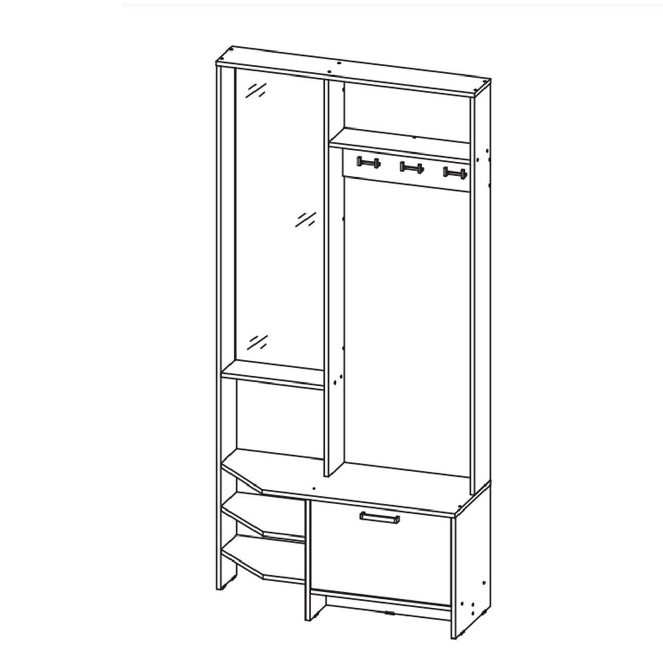 Шкаф БТС МЕБЕЛЬ Тео ПР-01, ясень белый