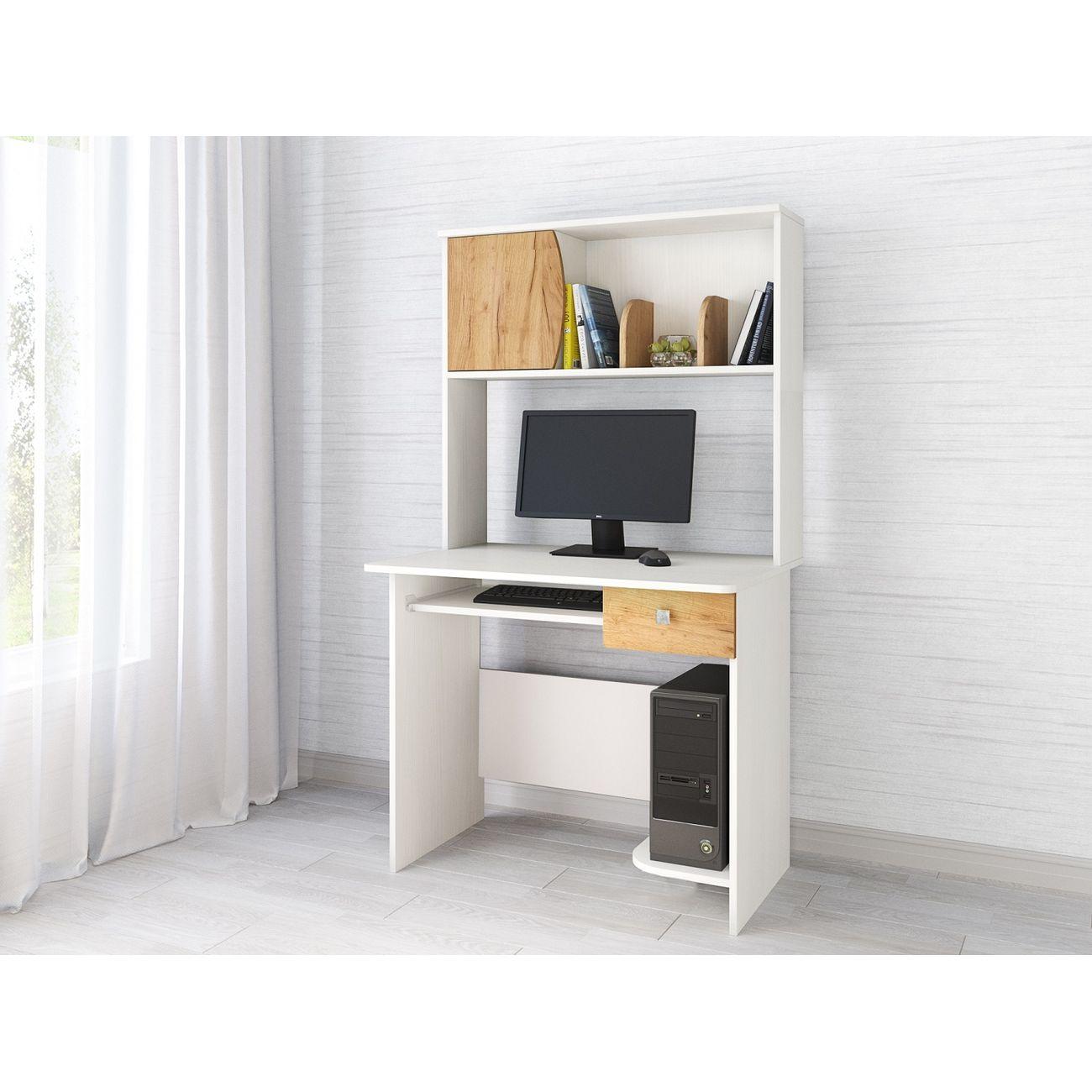 Стол компьютерный ТЭКС мебель Грета-4, белый/дуб крафт золотой