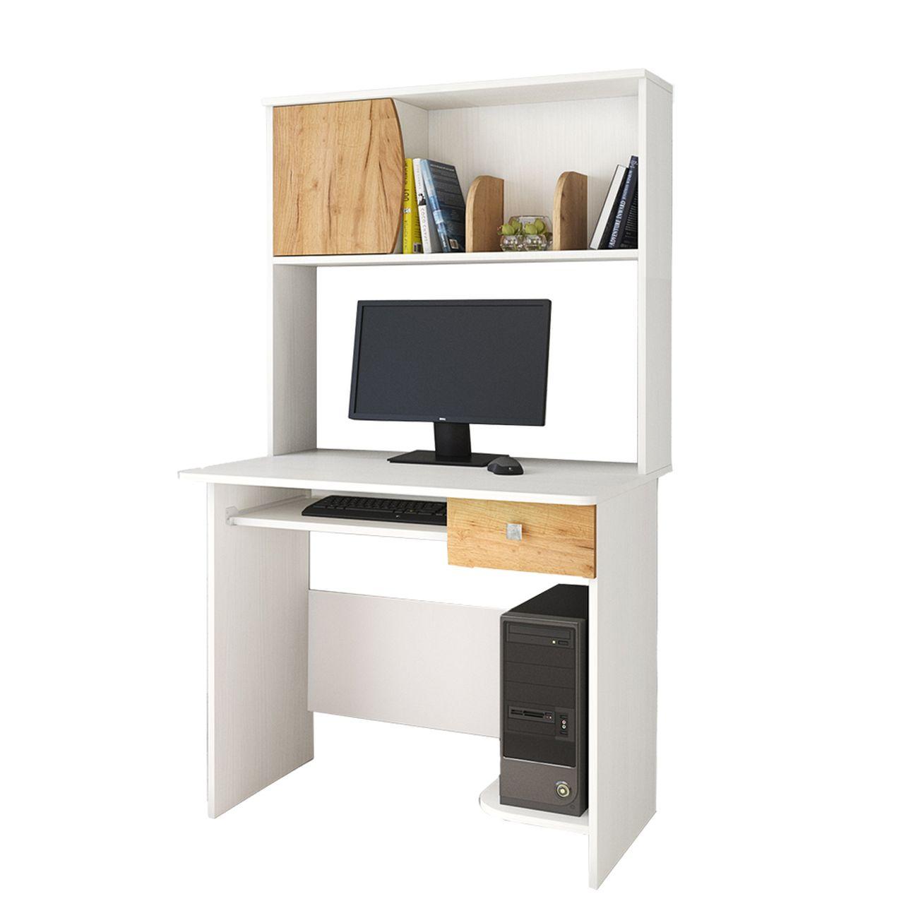 Стол компьютерный ТЭКС мебель Грета-4, белый/дуб крафт золотой