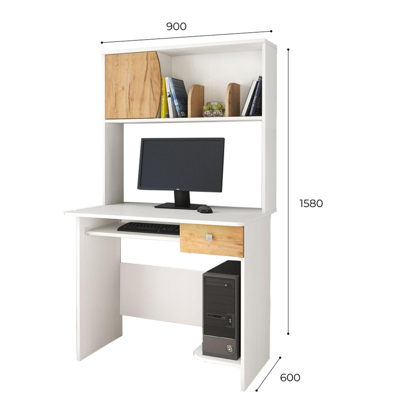 Стол компьютерный ТЭКС мебель Грета-4, белый/дуб крафт золотой