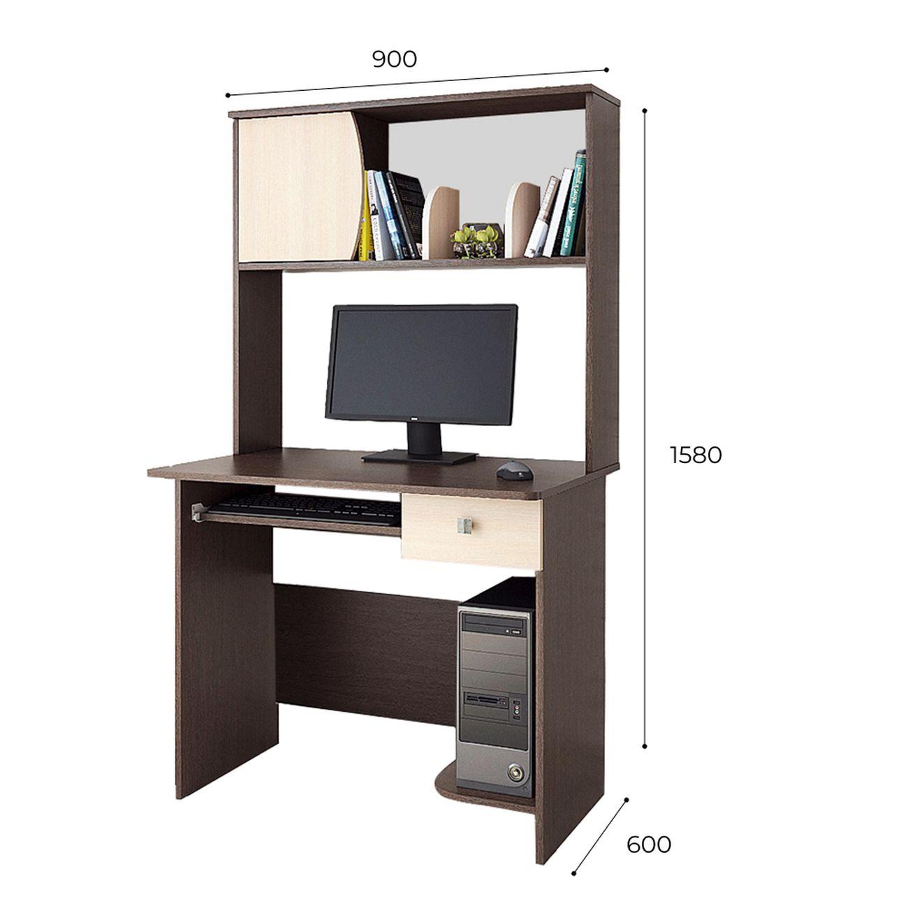 Стол компьютерный ТЭКС мебель Грета-4, венге/дуб молочный