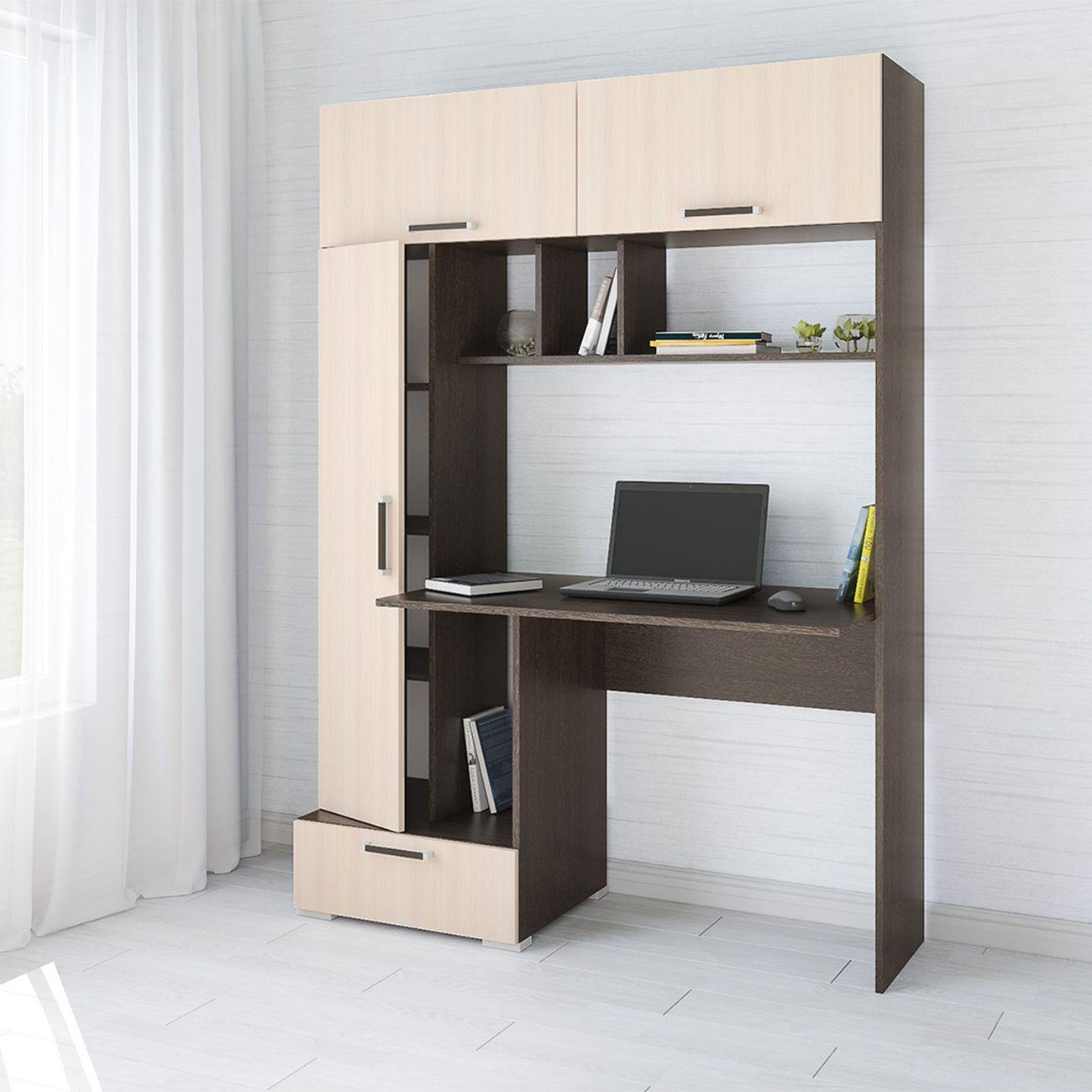 Стол компьютерный ТЭКС мебель Квартет-11, венге/дуб молочный