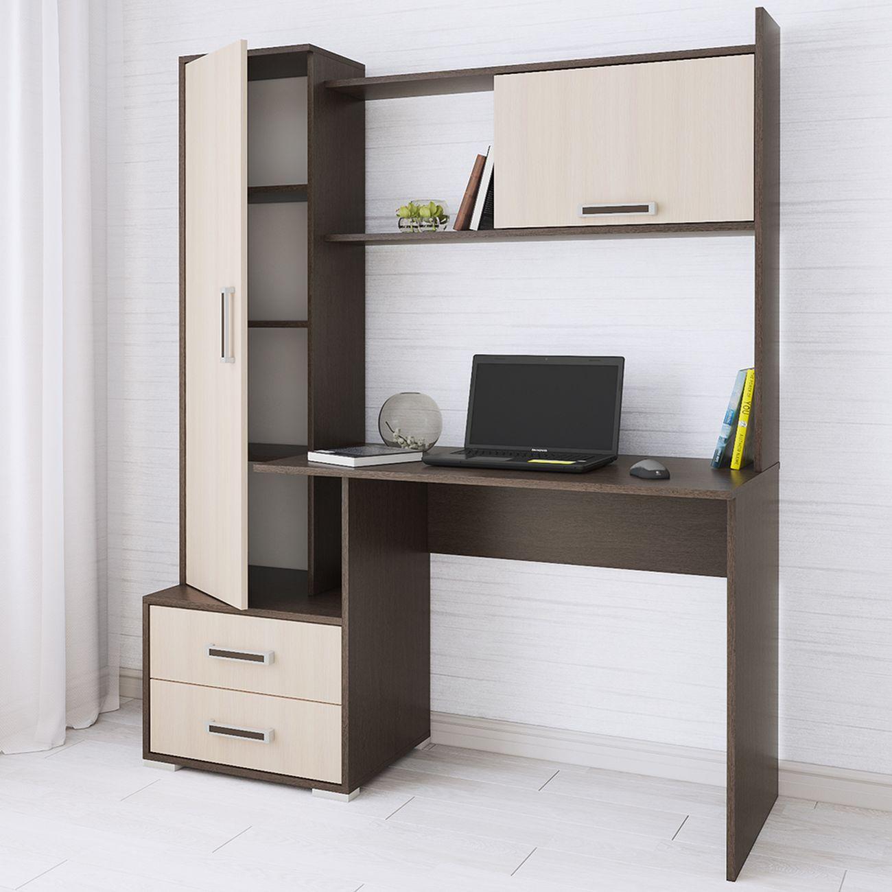 Стол компьютерный ТЭКС мебель Квартет-9, венге/дуб молочный